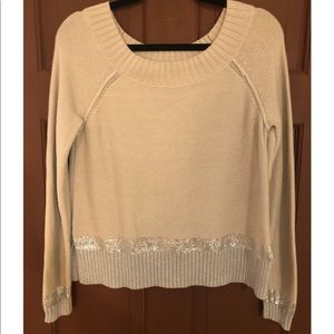 Express - Cream / gray & silver sparkle sweater
